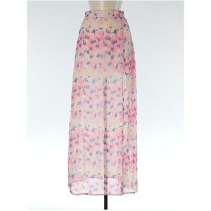 Dee Elle 100% Polyester Print Pink Casual Skirt